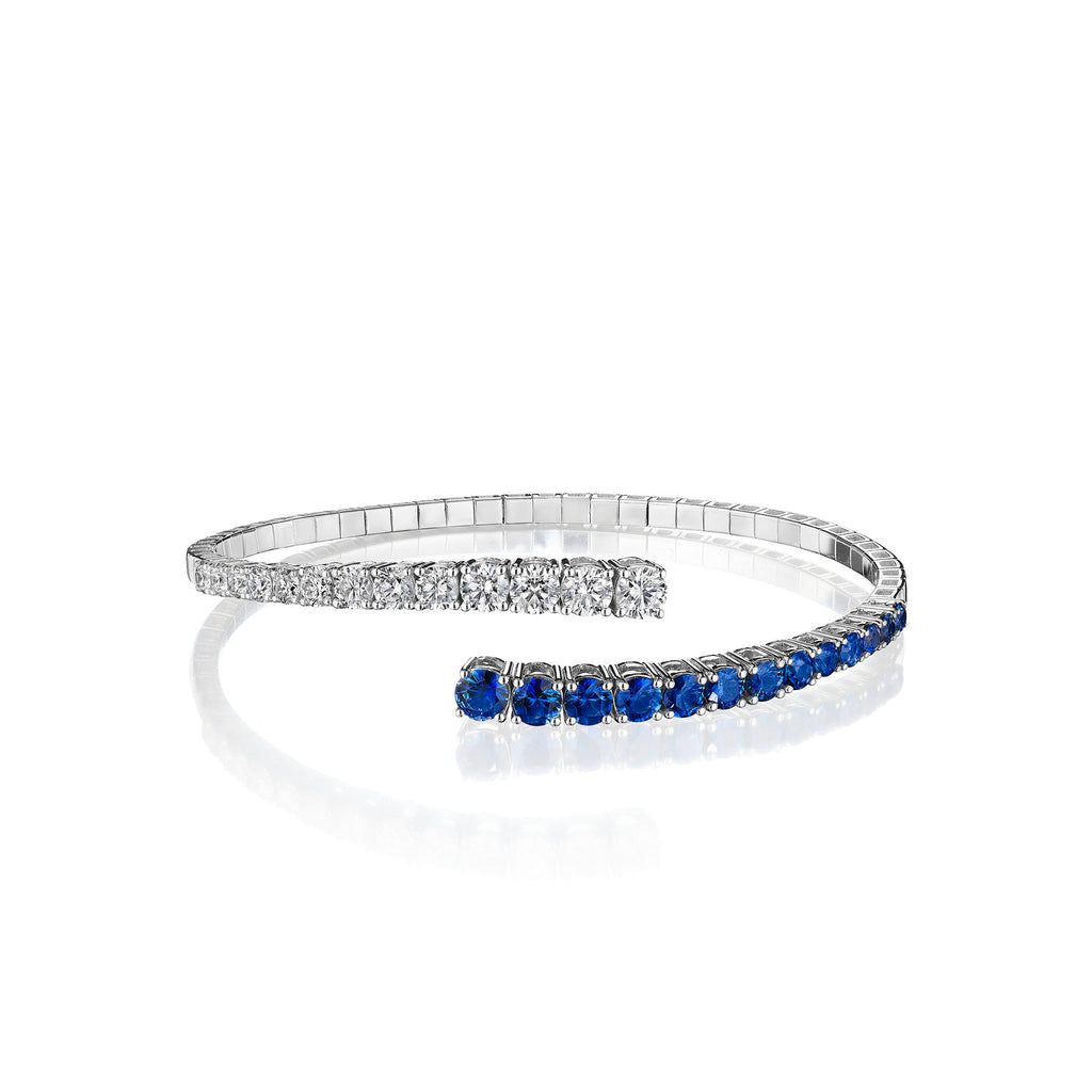 Flexible Blue Sapphire Bypass Bracelet