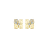 High Polish Single Diamond Petal Flower Stud Earrings
