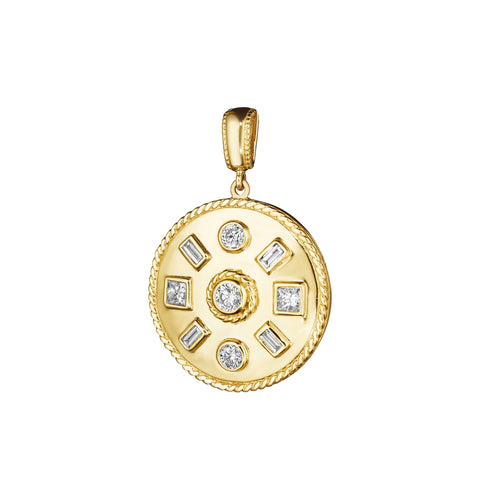 High Polish Fancy-Cut Round Amulet Medallion