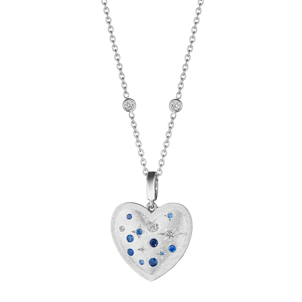 Blue Sapphire Galaxy Heart Medallion