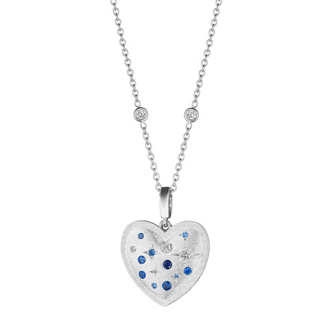 Blue Sapphire Galaxy Heart Medallion