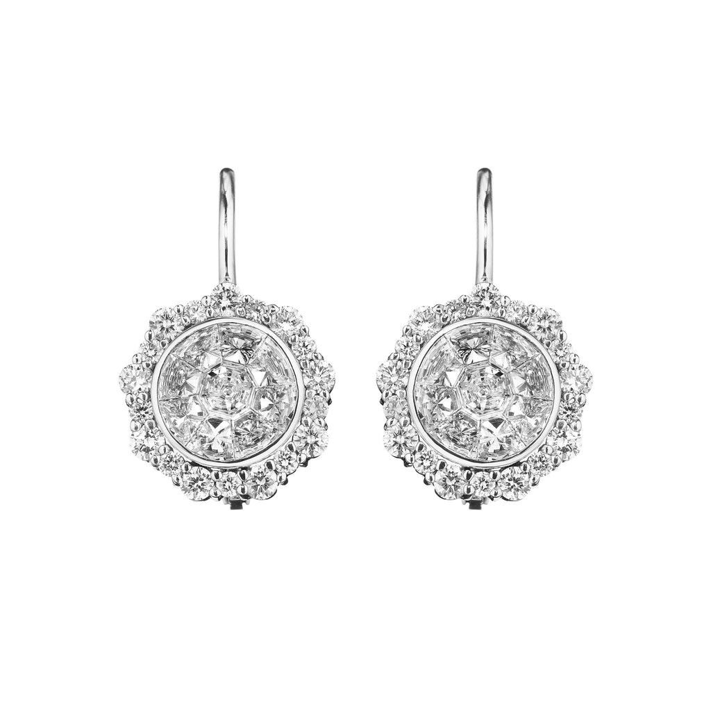 Scalloped Round Illusion Drop Earrings