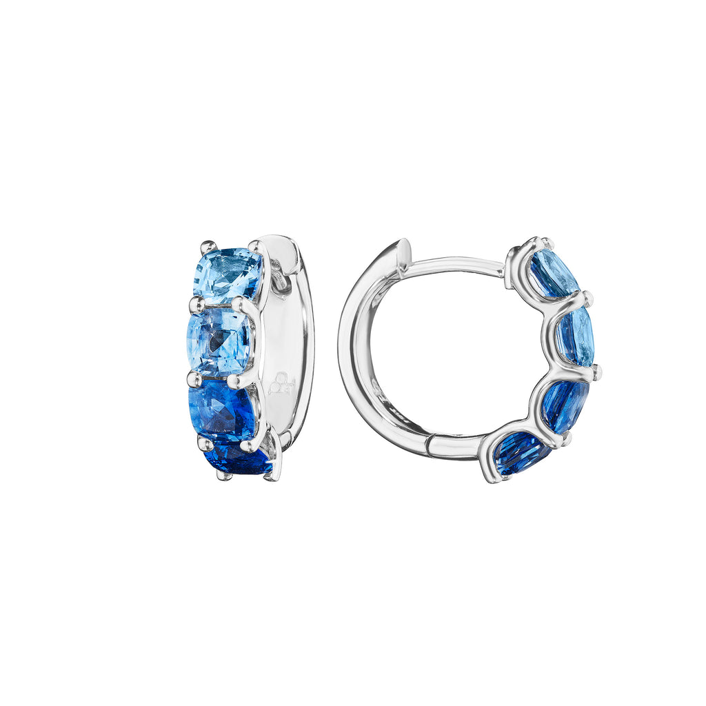 Ombre Blue Sapphire Hoop Earrings
