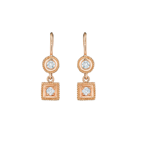 Engraved Classic Round & Square Earrings