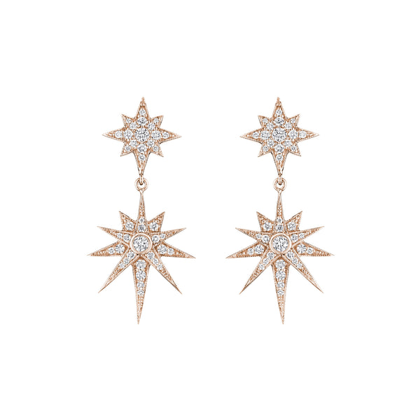 Double Starburst Drop Earrings