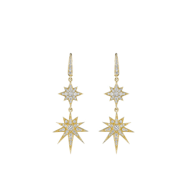Mid Double Starburst Drop Earrings on French Wire