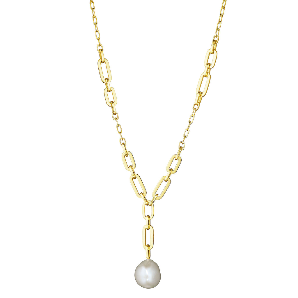 Pearl Drop Link Necklace