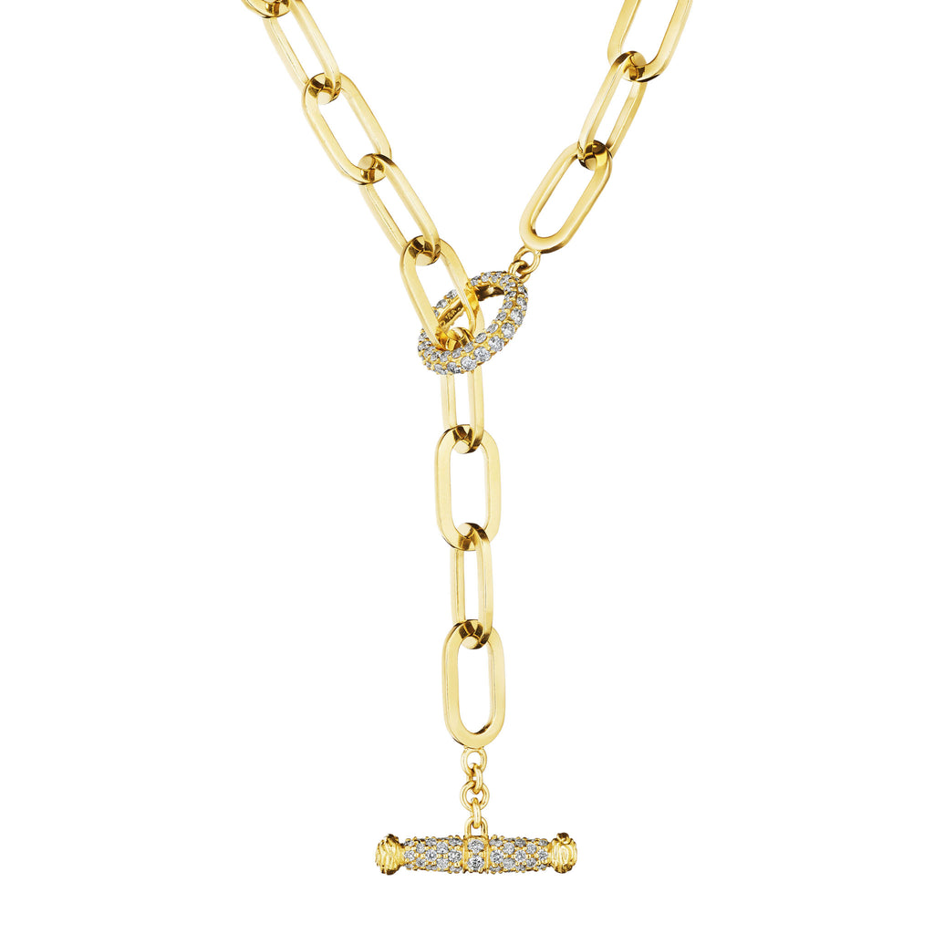 18" Large Link Diamond Toggle Necklace