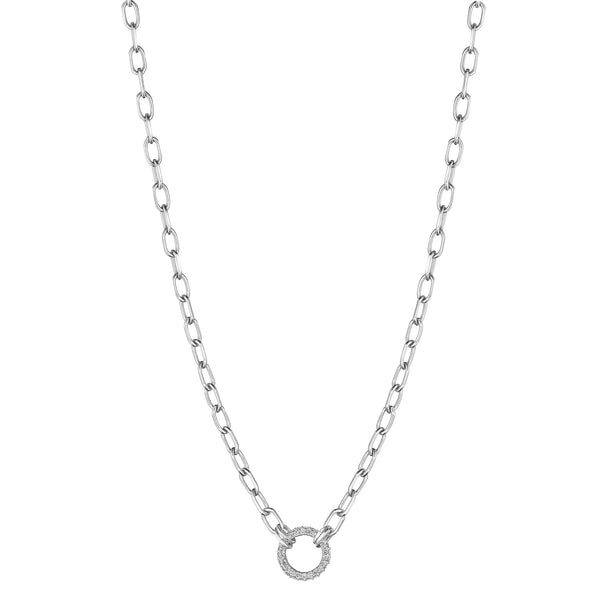 Open Diamond Round Link Necklace