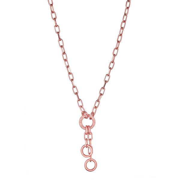 Open Engraved Round Link Necklace