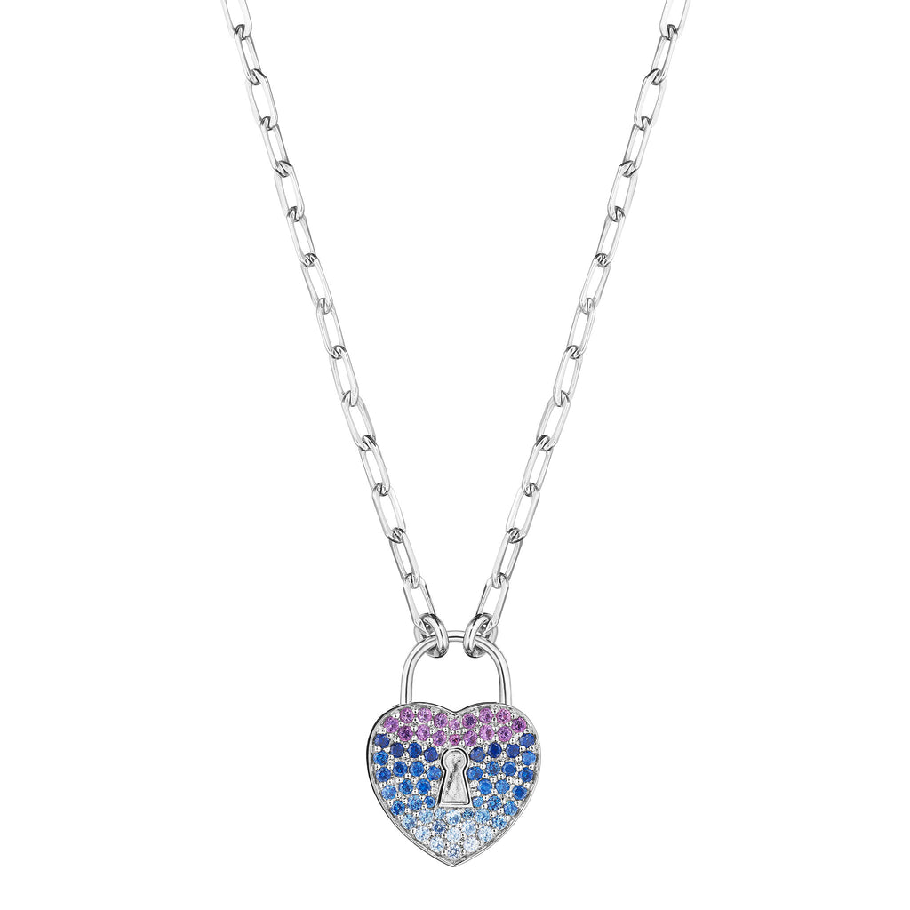 Purple & Blue Heart Padlock Necklace