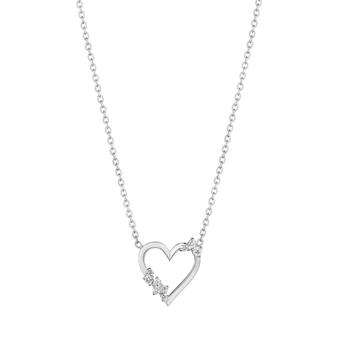 Open Stardust Accent Heart Necklace